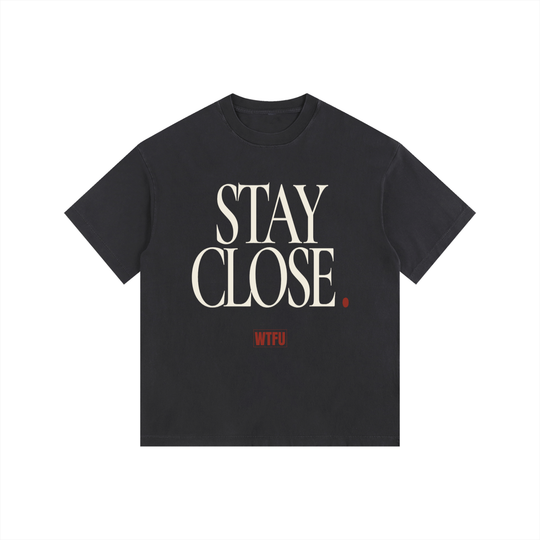 STAY CLOSE  WTFU Vintage Washed Oversized Cotton T-Shirt