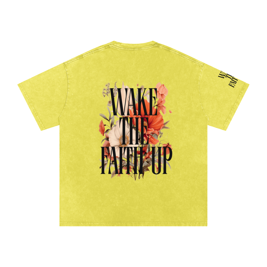 Wake The Faith Up Snow Washed Oversized Cotton T-Shirt