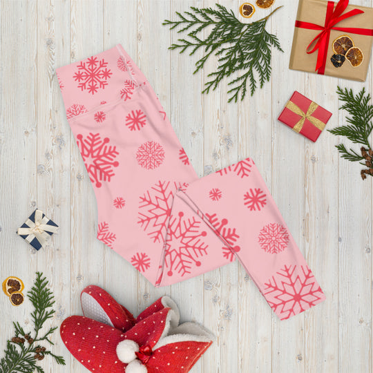 Pink Christmas Snowflake Leggings