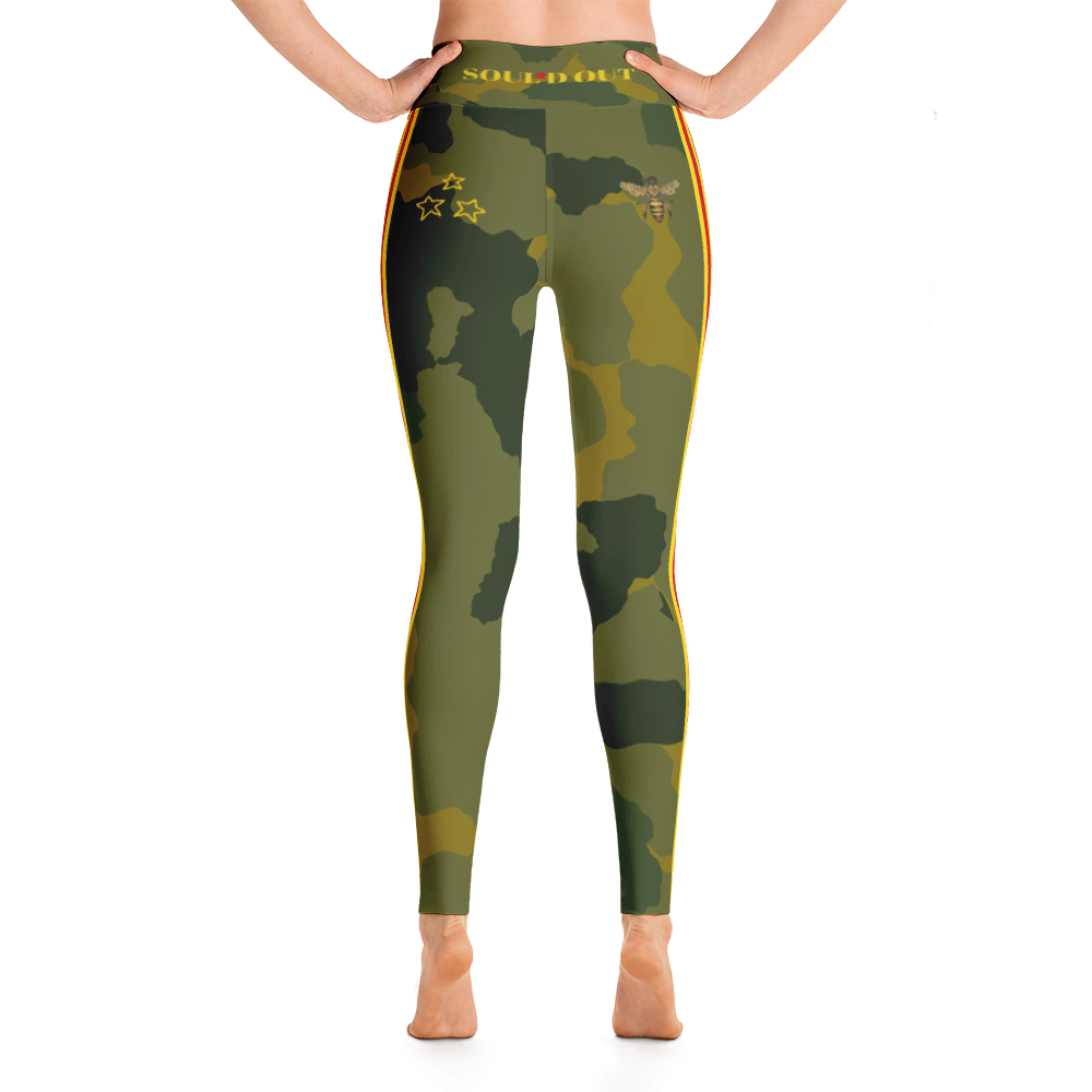 Retro Racer striped Camo Yoga Leggings Turned On with David Angelike Norrie